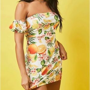 Forever 21 Fruit & Flower Off-Shoulder Mini Dress